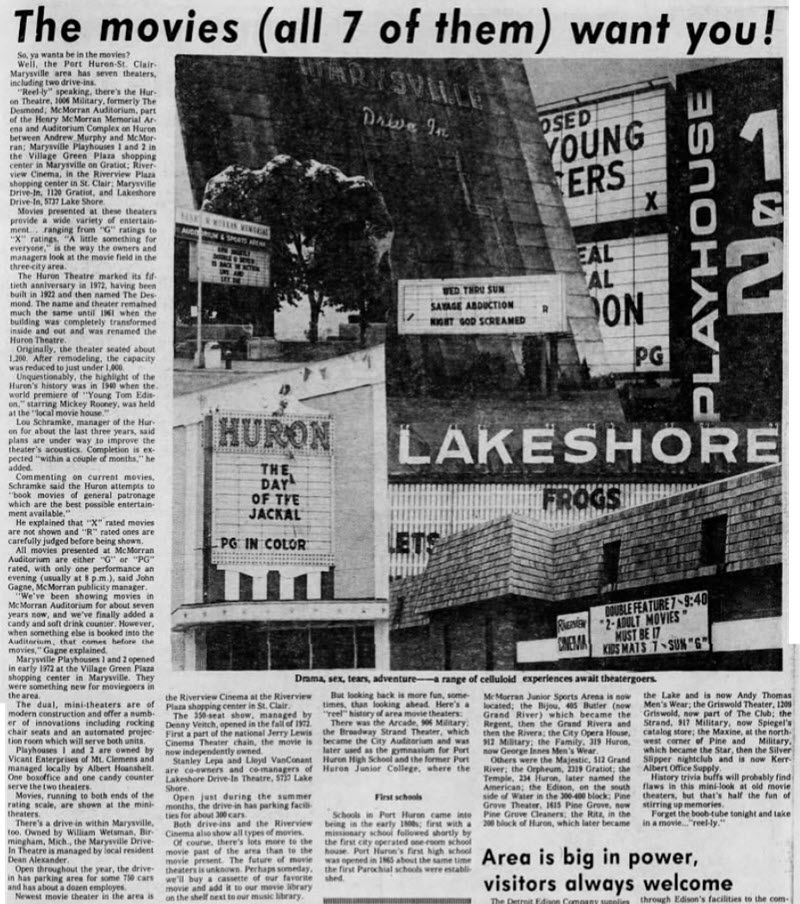 Lakeshore Drive-In Theatre - Oct 21 1973 Article